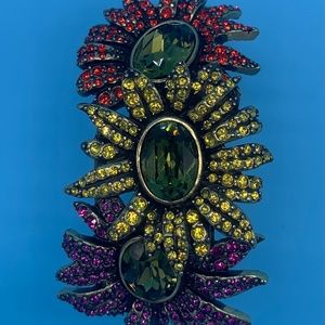 Heidi Daus Swarovski crystal floral cuff bracelet with hinge opening